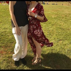 Wine Floral Showpo Wrap Dress